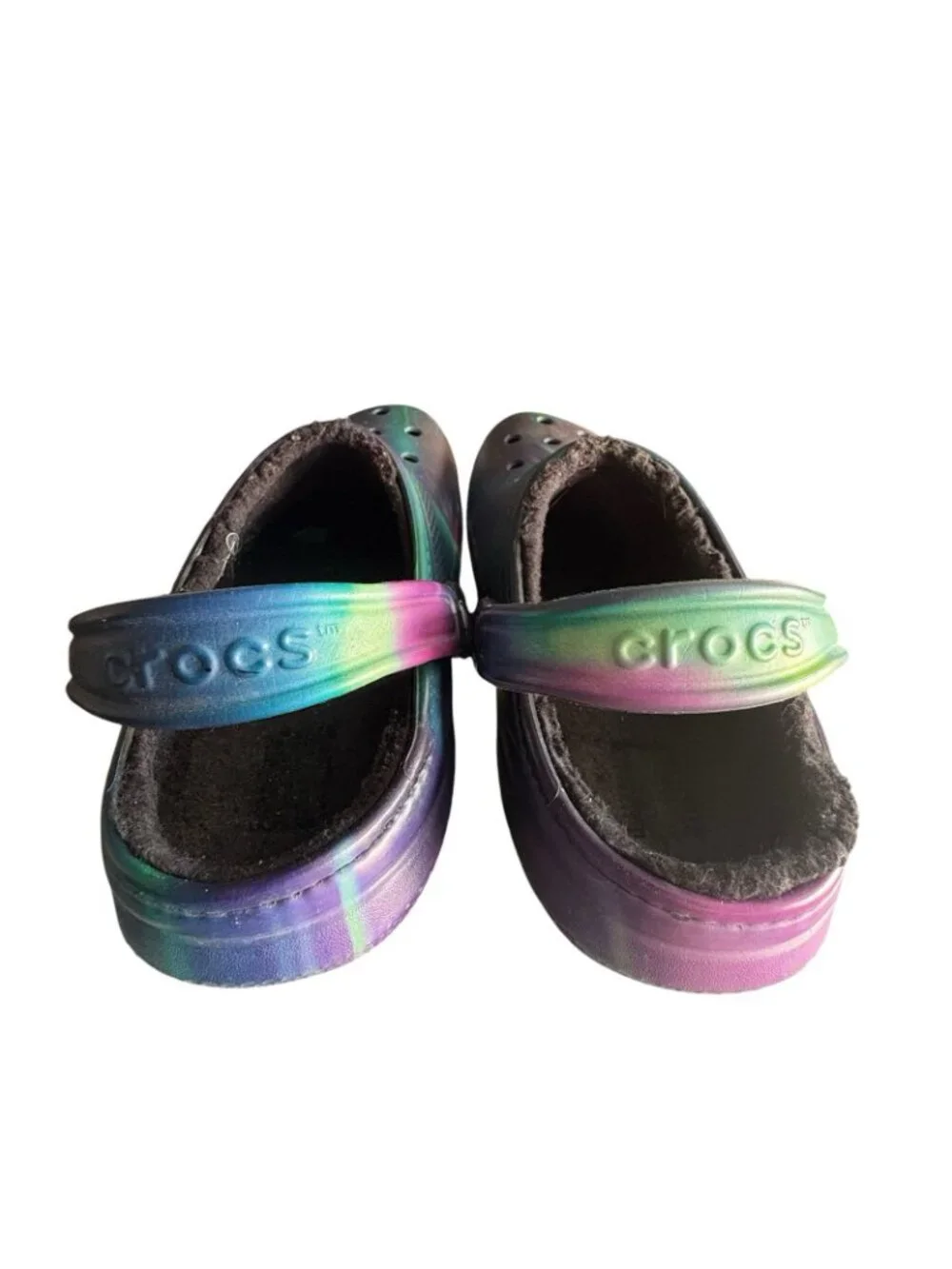 Crocs Lined Clogs Black Rainbow Tie Dye Womens 9 Mens 7 Classic
